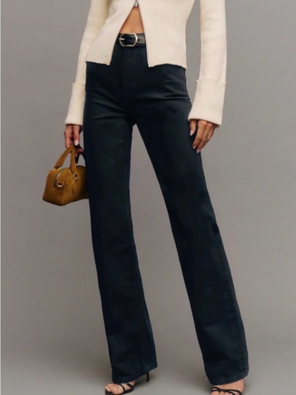 Reformation Wilder High Rise Wide Leg Jeans Black Wash Sustainable Denim 27